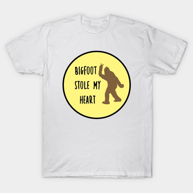 Bigfoot Stole My Heart Yellow T-Shirt by CatGirl101